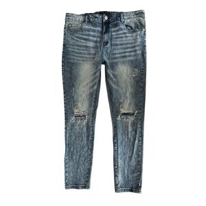 THRT Jeans Mens Size 38 / 42 Slim Skinny Whiskers Distressed Grunge